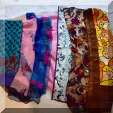 H60. Lot of 6 silk and rayon scarves. - $48 